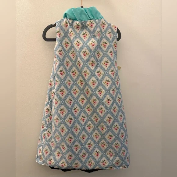 Kimono Girls Dress Navy Aqua Ruffle Vibrant Floral Reversible Adjustable Size 5 - Picture 8 of 8